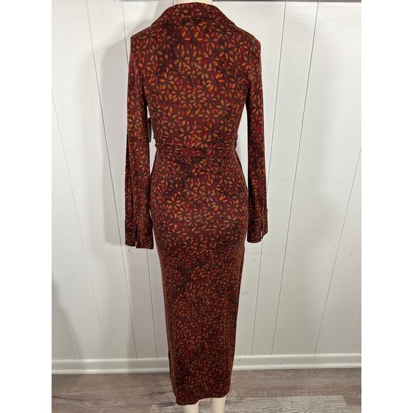 Free People X Revolve Shayla Wrap Midi Dress in Chocolate Combo NWOT. Size M - Picture 5 of 8